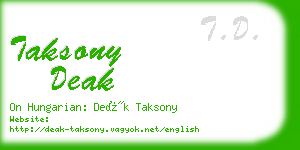 taksony deak business card